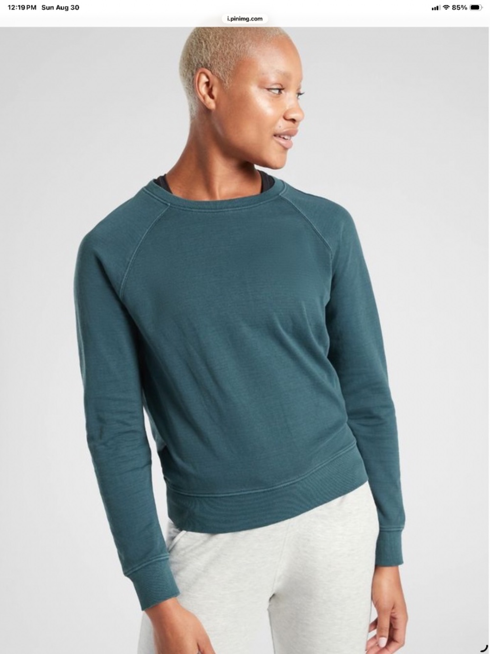 Athleta Girl Ruched Teal Green Sweatshirt Size Large 12